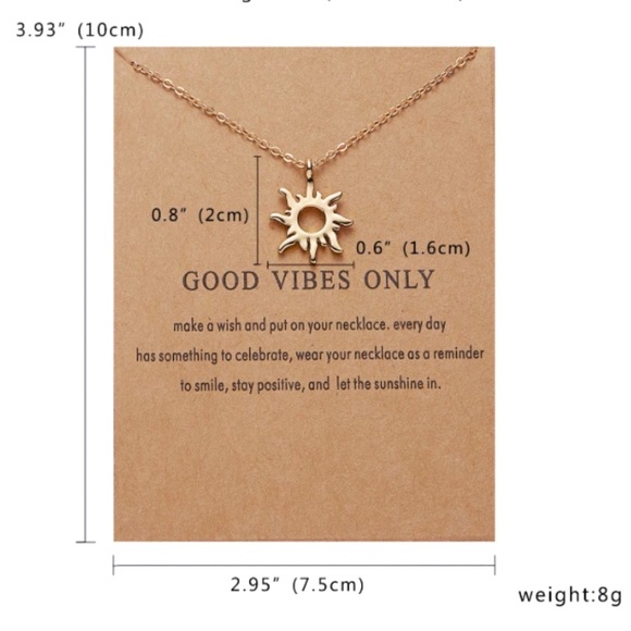 Good Vibe Only Indie Boho Cute Charm Gold Necklace - Picture 5 of 6